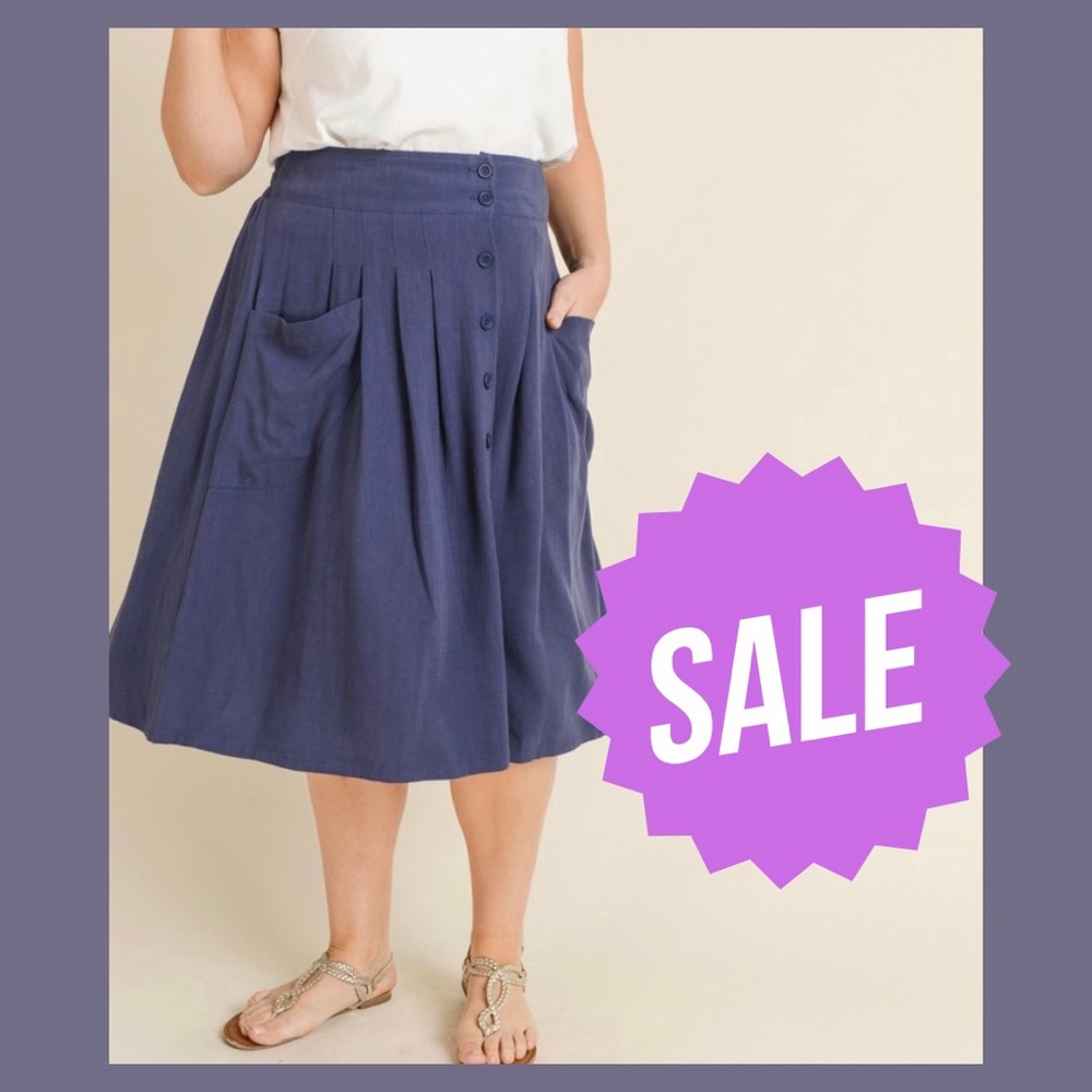 Plus Size Button Down Skirt with Pockets